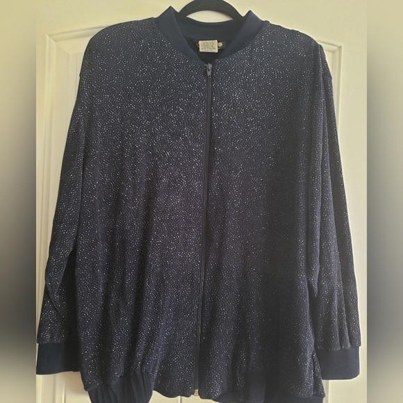 Vintage Jacket, Large  Gepetto Navy Sparkly Zipper - Picture 1 of 5